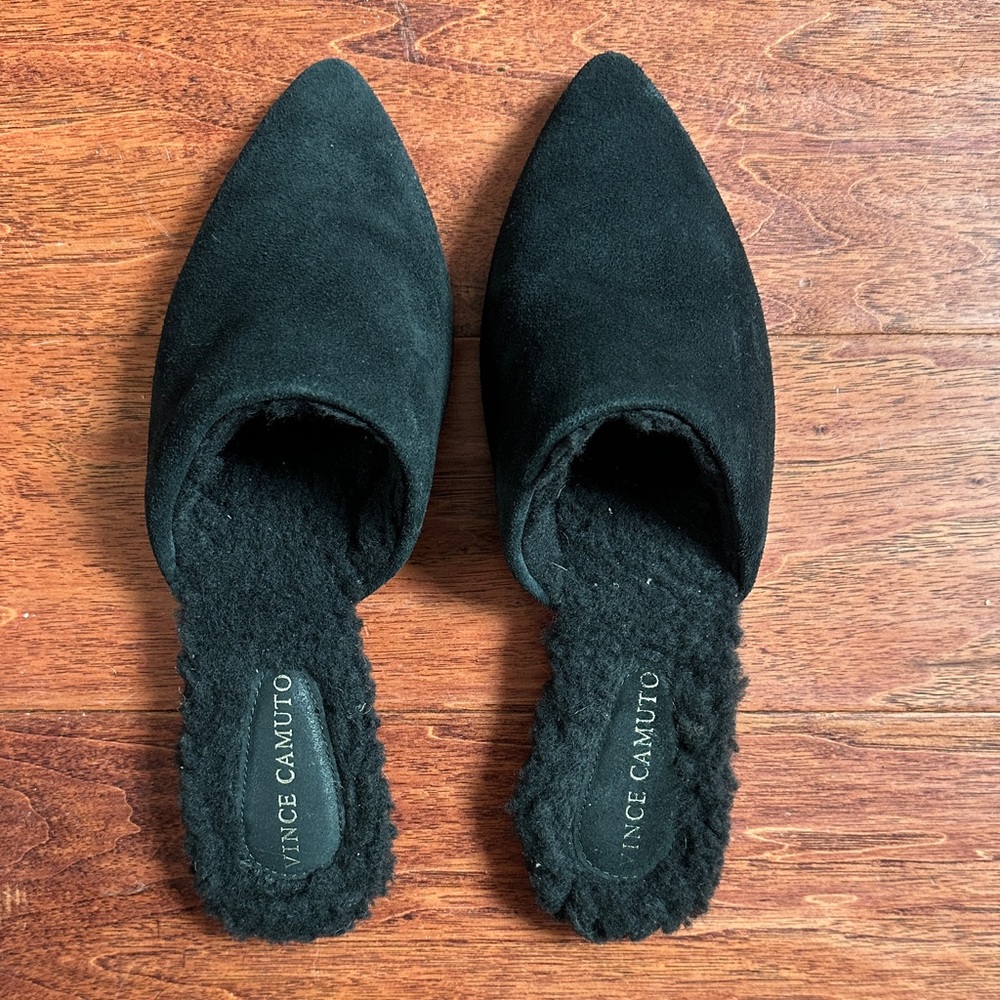 Worn once. Vince Camuto Black Mules Slip-On Pointed Toe